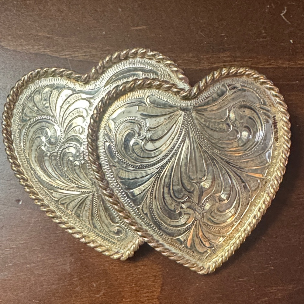 Vintage German Silver western Heart-Shaped belt buckle